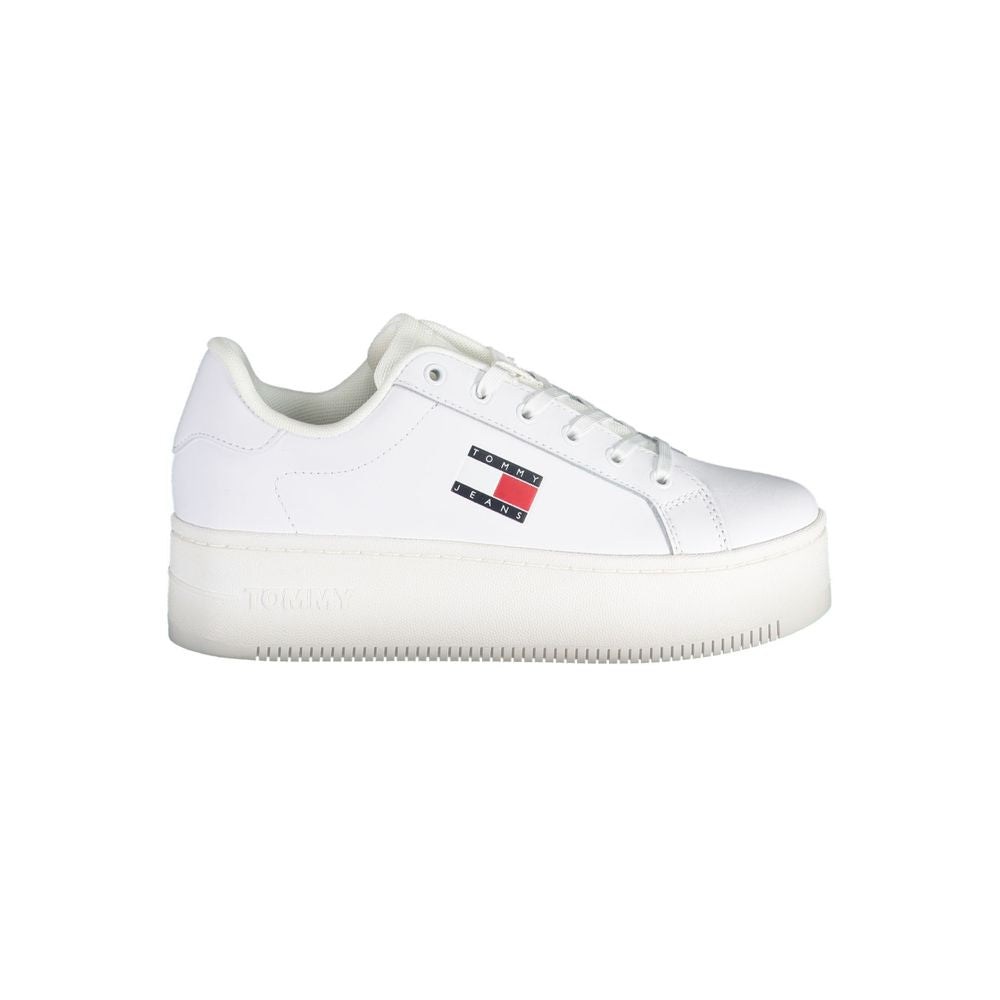 White Polyester Sneaker-Tommy Hilfiger-LabelTerrace.com