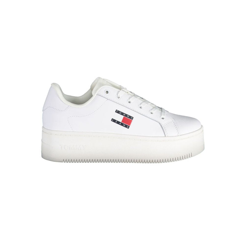 White Polyester Sneaker-Tommy Hilfiger-LabelTerrace.com