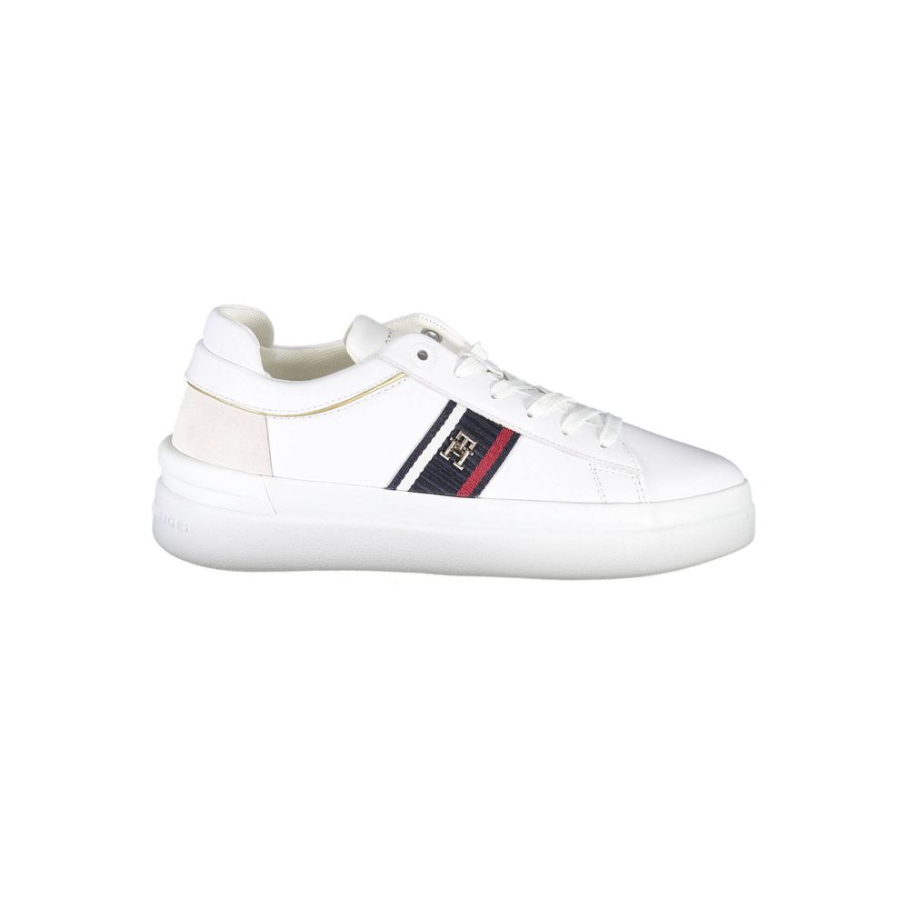 White Polyester Sneaker-Tommy Hilfiger-LabelTerrace.com