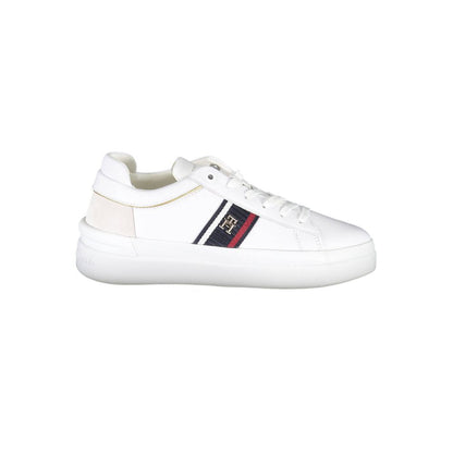 White Polyester Sneaker-Tommy Hilfiger-LabelTerrace.com