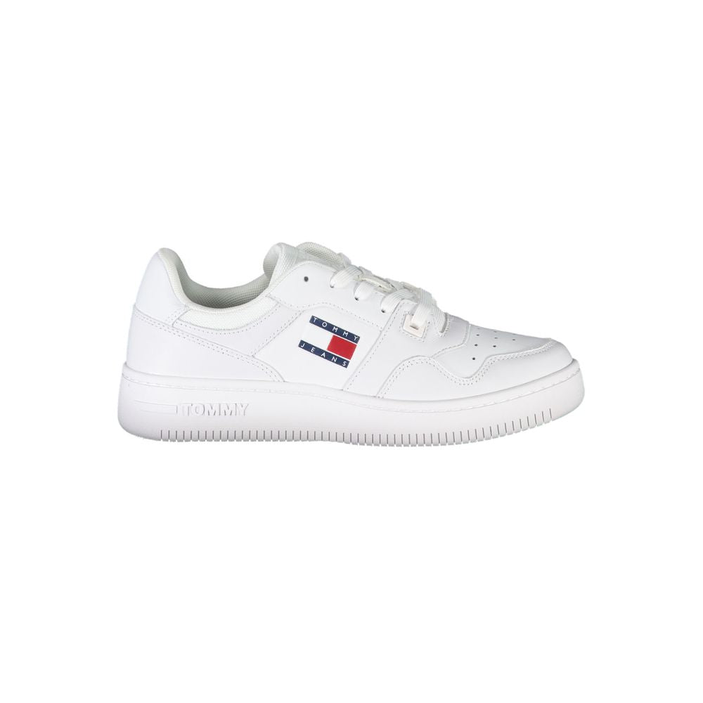 White Polyester Sneaker-Tommy Hilfiger-LabelTerrace.com