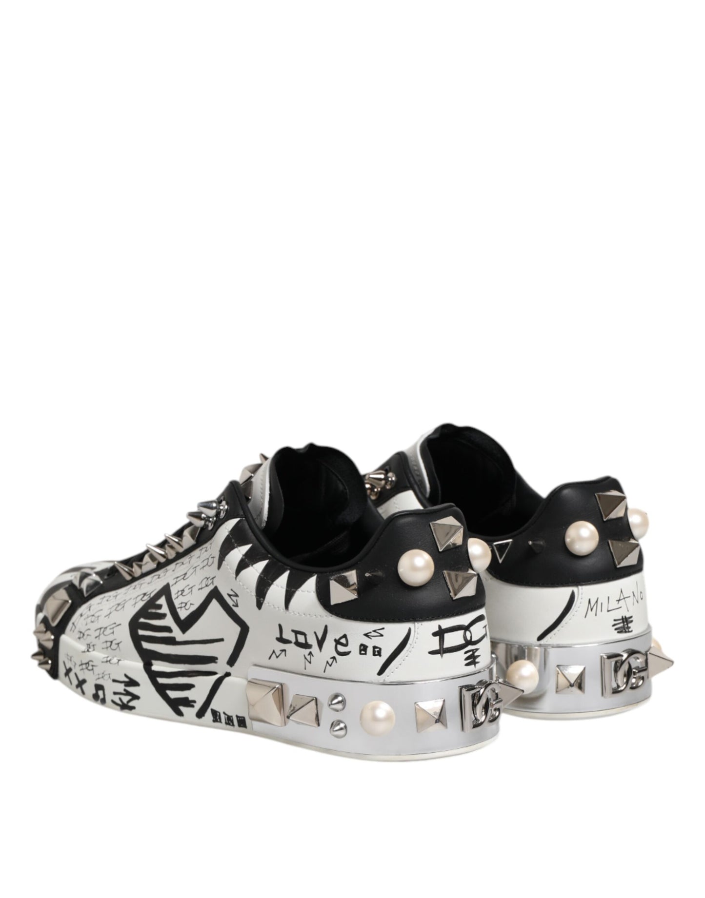 White Portofino Studded Men Sneakers Shoes