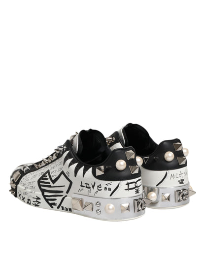 White Portofino Studded Men Sneakers Shoes