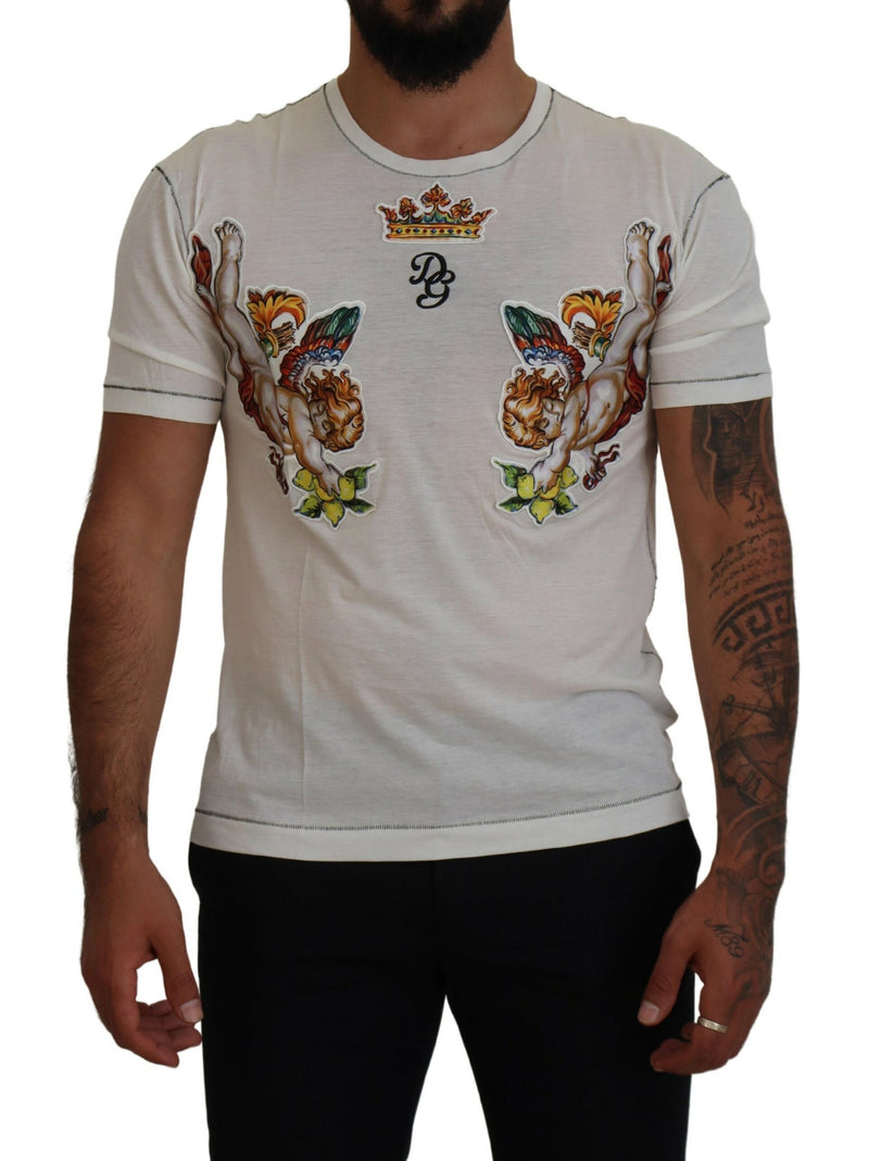 White Printed Short Sleeves Men T-shirt-Dolce & Gabbana-LabelTerrace.com