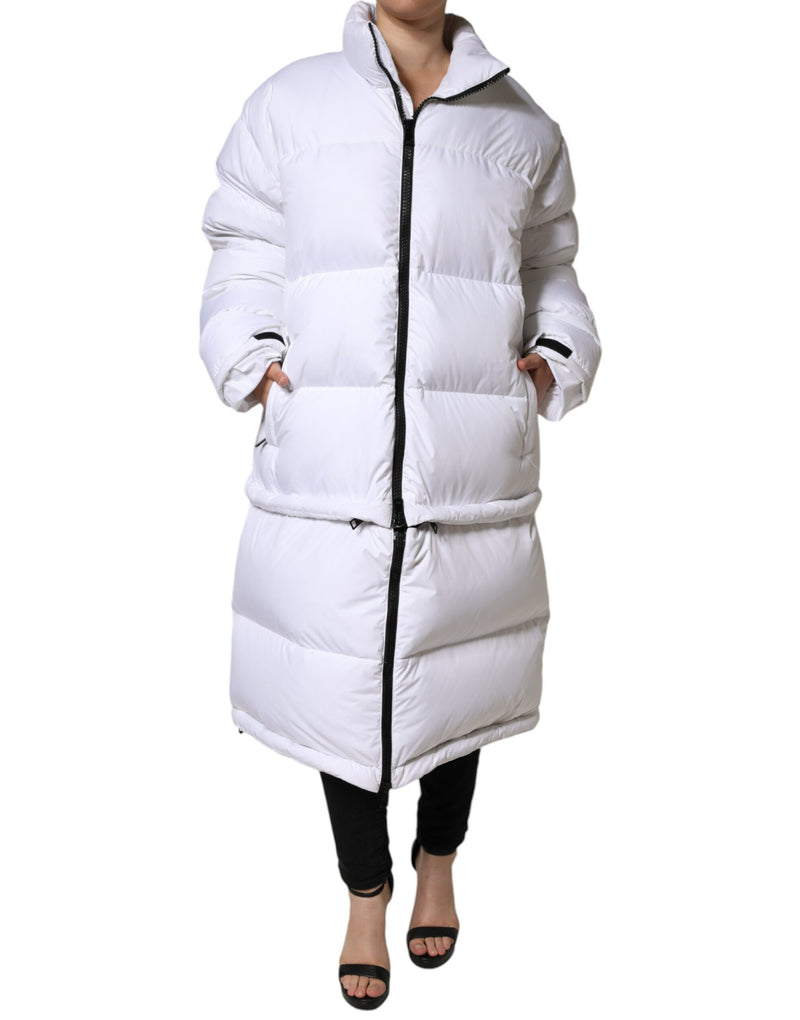 White Puffer Quilted Full Zip Coat Jacket-Dolce & Gabbana-LabelTerrace.com
