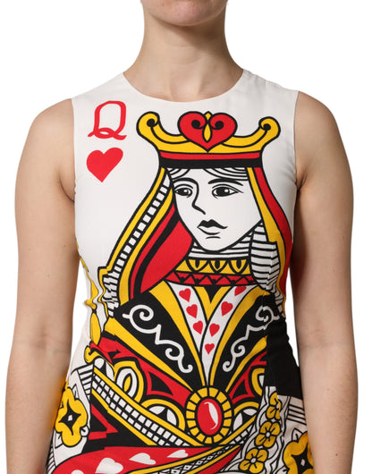 White Queen Of Hearts Sleeveless Maxi Dress-Dolce & Gabbana-LabelTerrace.com