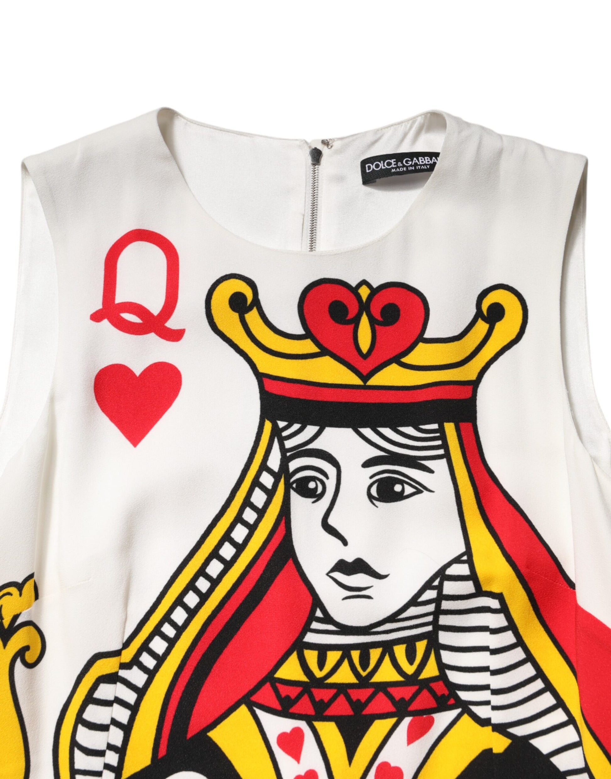 White Queen Of Hearts Sleeveless Maxi Dress-Dolce & Gabbana-LabelTerrace.com