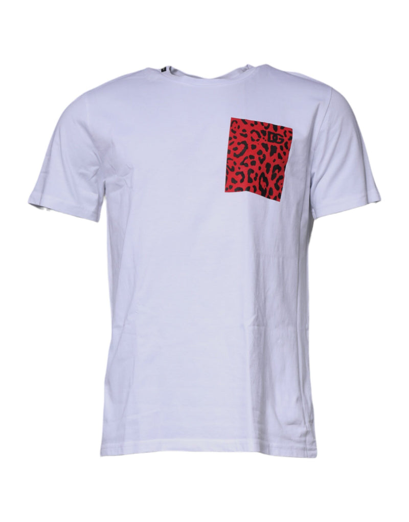 White Red Leopard Cotton Crew Neck T-shirt-Dolce & Gabbana-LabelTerrace.com