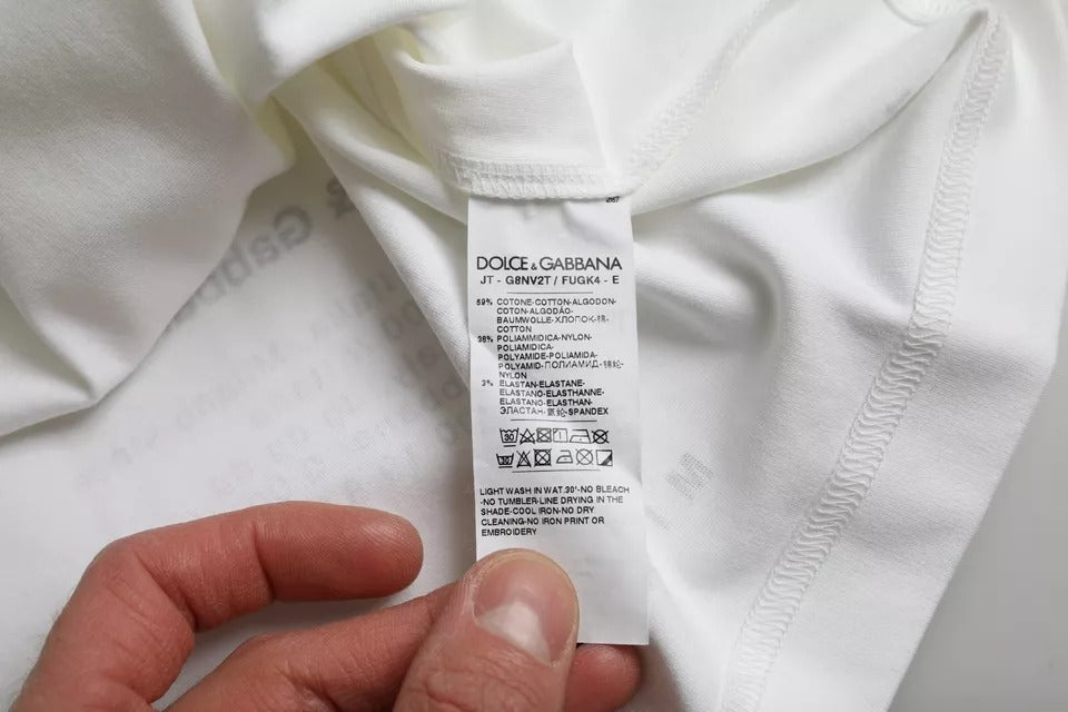 White Red Lips Print Cotton Men T-shirt-Dolce & Gabbana-LabelTerrace.com