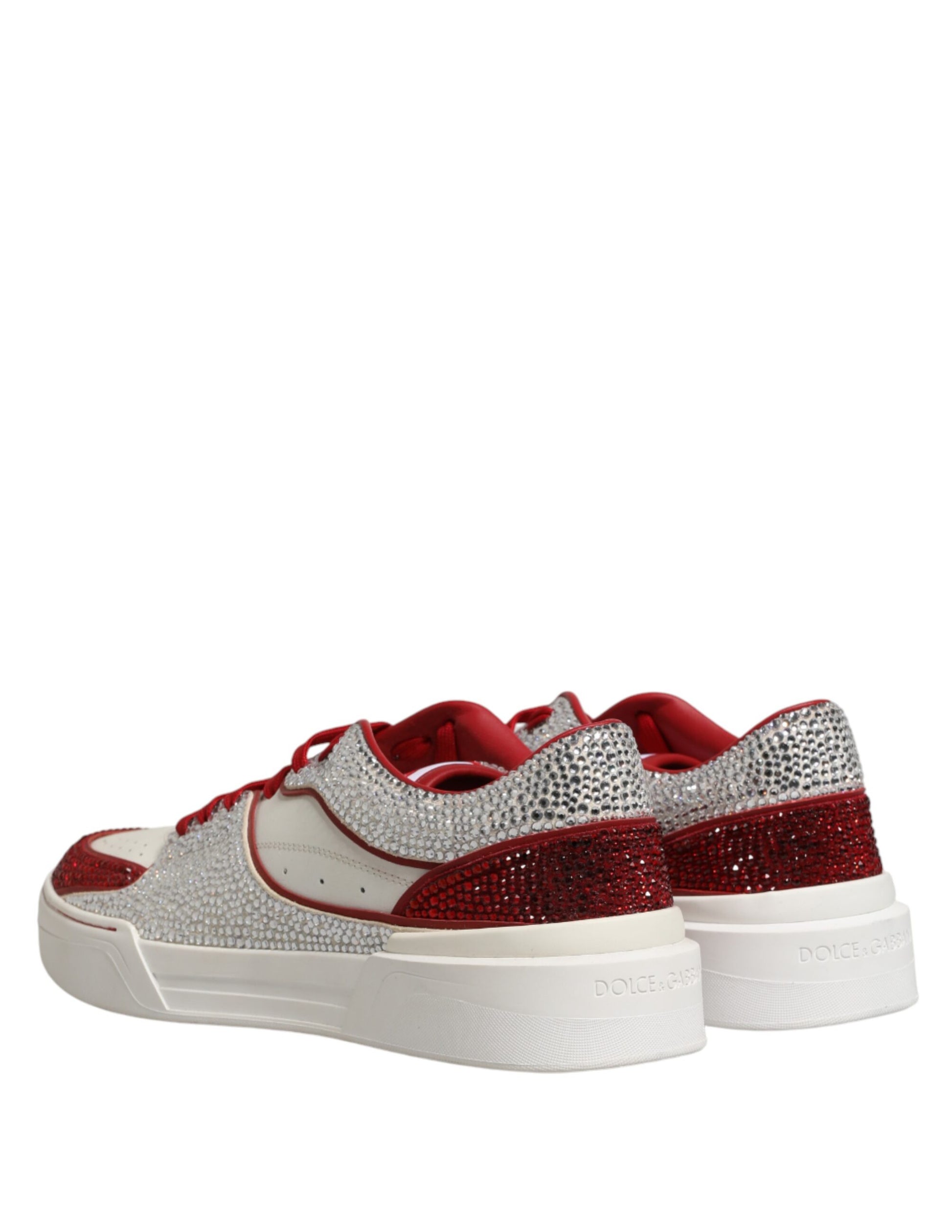 White Red Rhinestone Embellished Men Sneakers Shoes