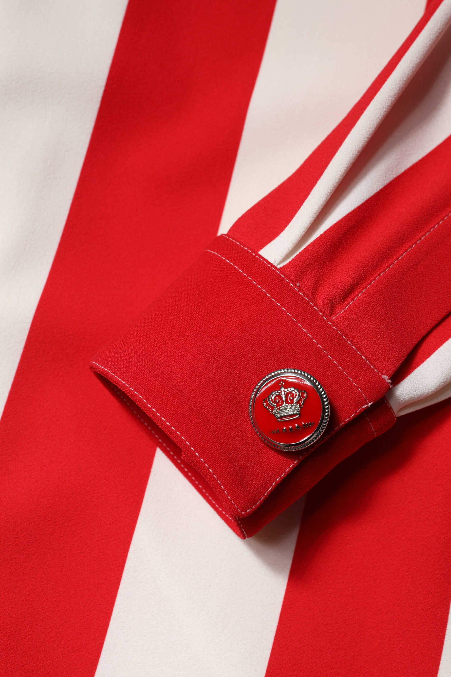 White Red Stripes Long Sleeves Mini Dress-Dolce & Gabbana-LabelTerrace.com