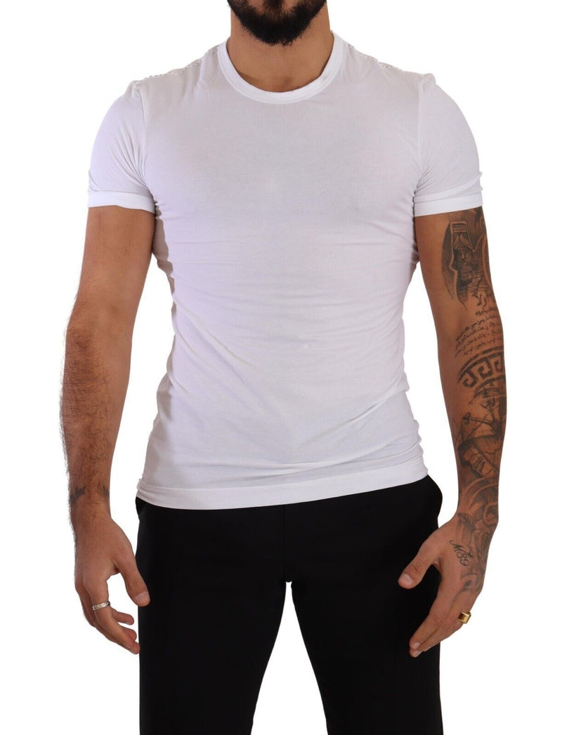 White Round Neck Cotton Stretch T-shirt Underwear-Dolce & Gabbana-LabelTerrace.com