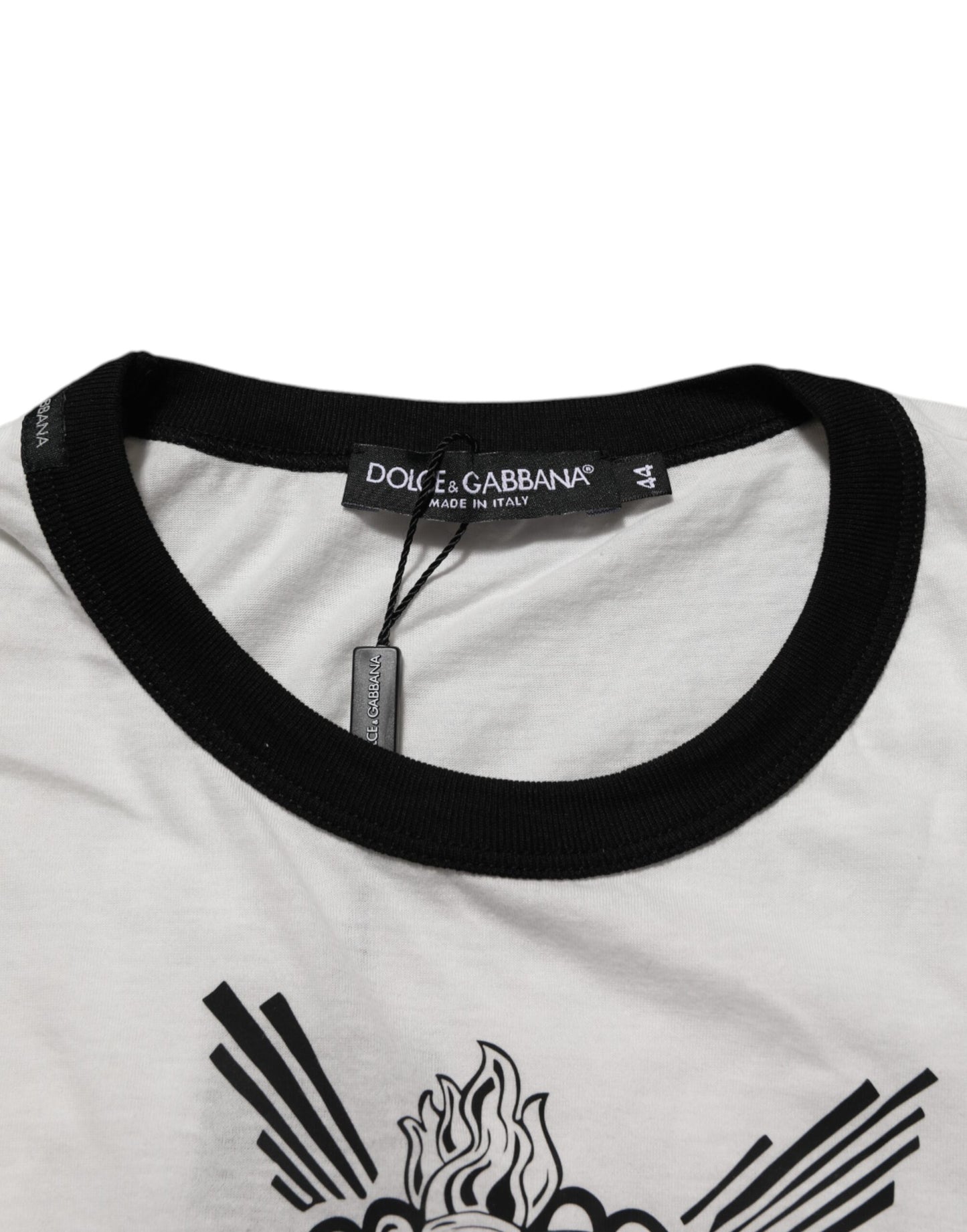 White Sacred Heart Cotton Crew Neck T-shirt