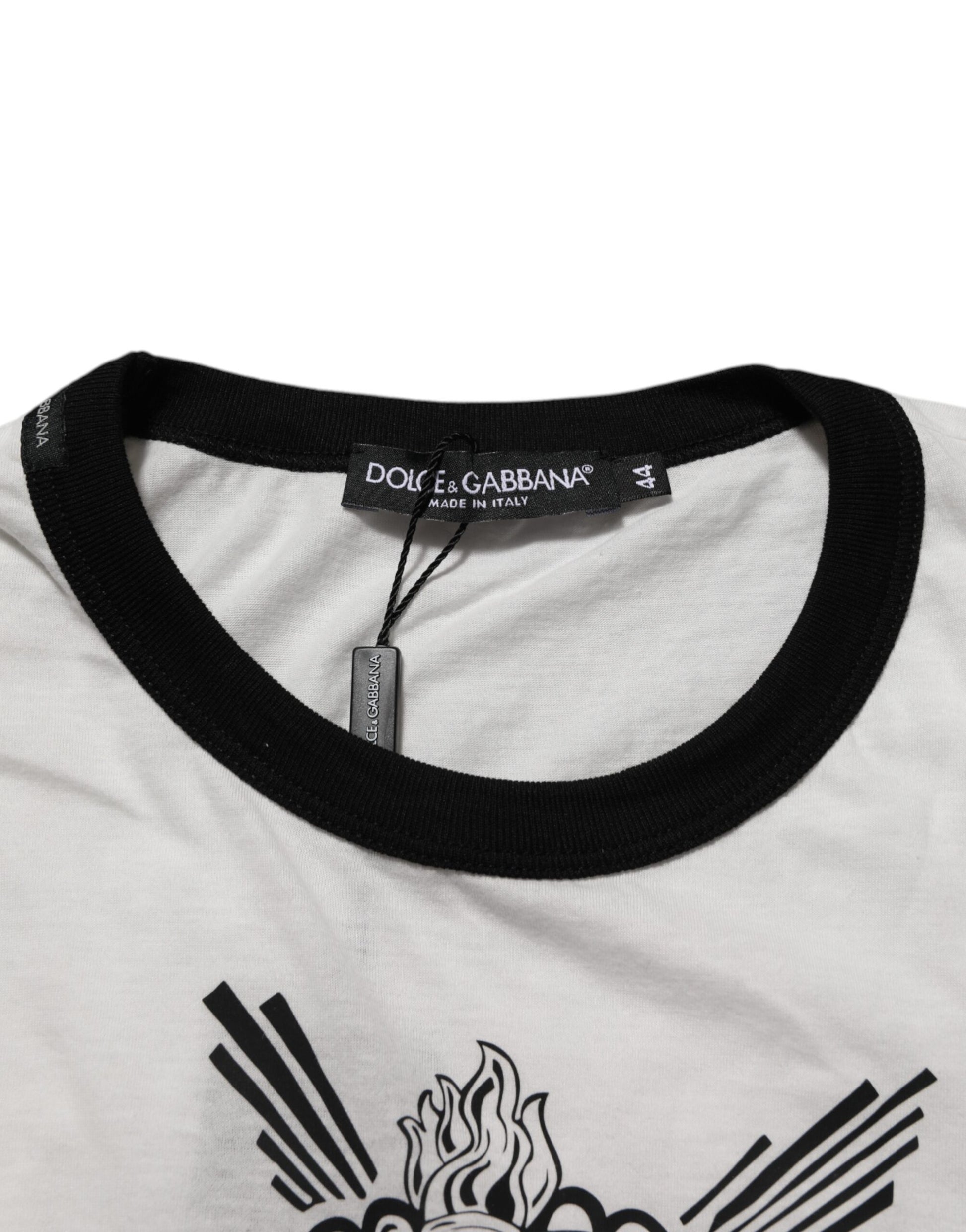 White Sacred Heart Cotton Crew Neck T-shirt