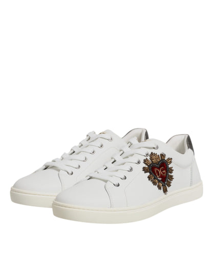White Sacred Heart Men Low Top Sneakers Shoes