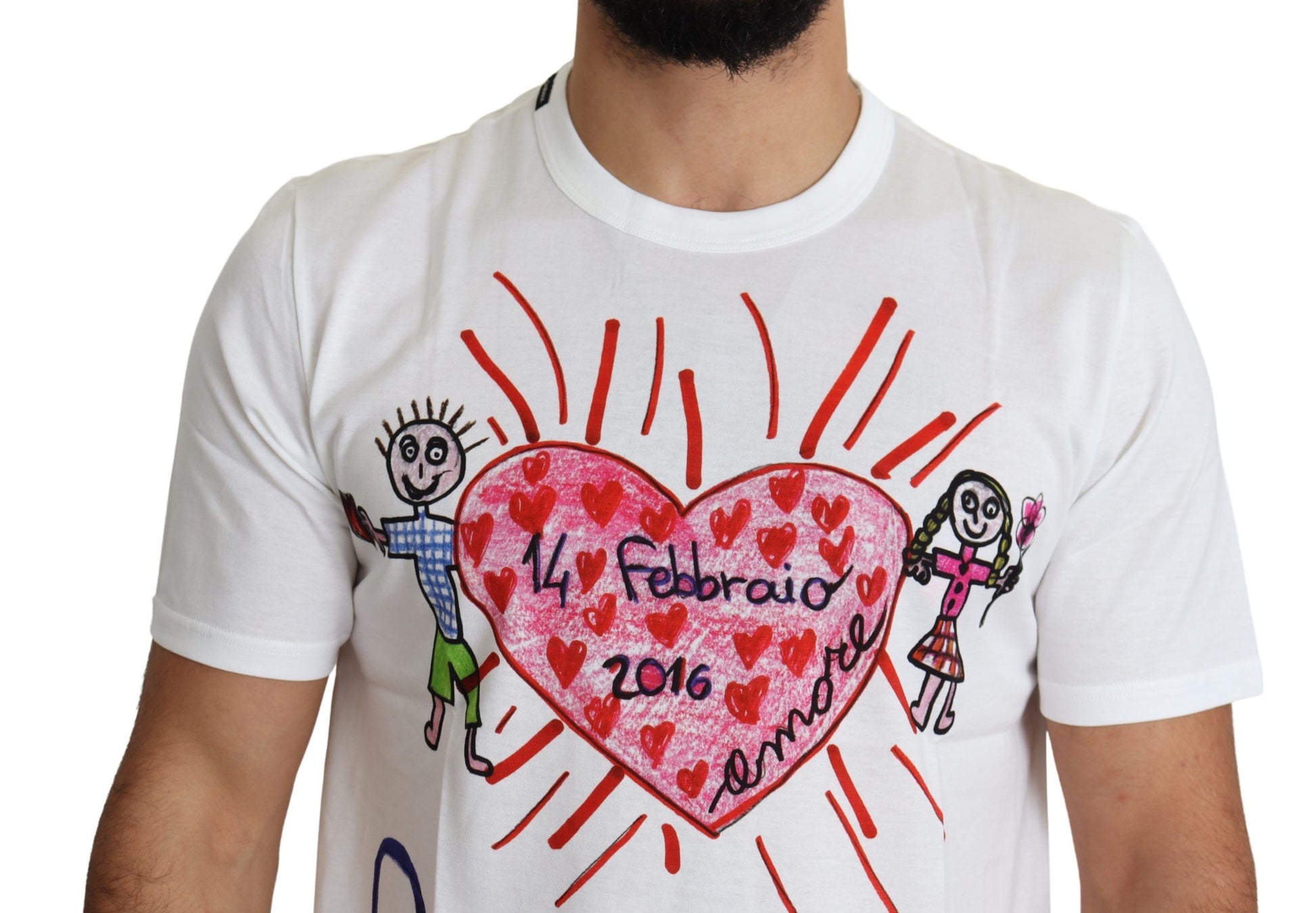 White Saint Valentine Hearts Print Men T-shirt