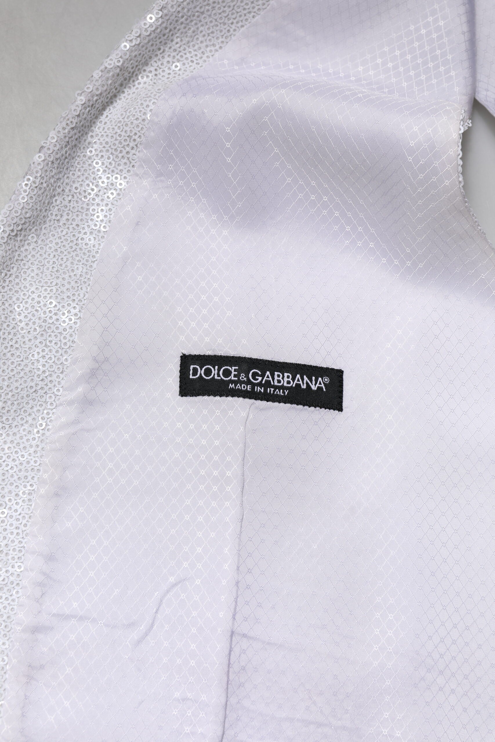 White Sequined Dress Formal Waistcoat Vest-Dolce & Gabbana-LabelTerrace.com