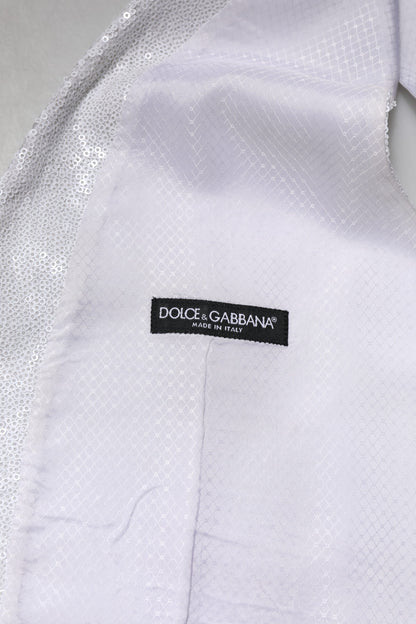 White Sequined Dress Formal Waistcoat Vest-Dolce & Gabbana-LabelTerrace.com