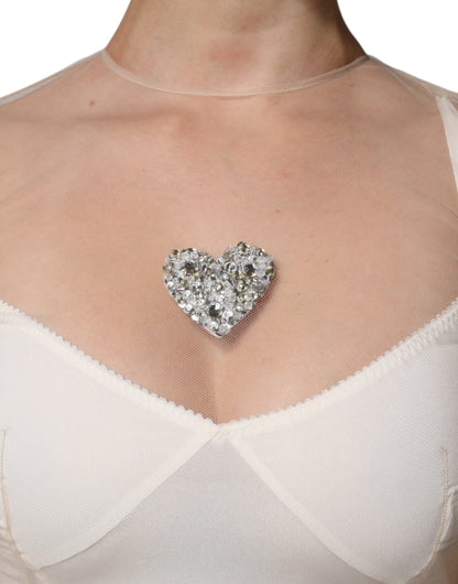 White Sheer Tulle Bustier Bodycon Midi Dress-Dolce & Gabbana-LabelTerrace.com