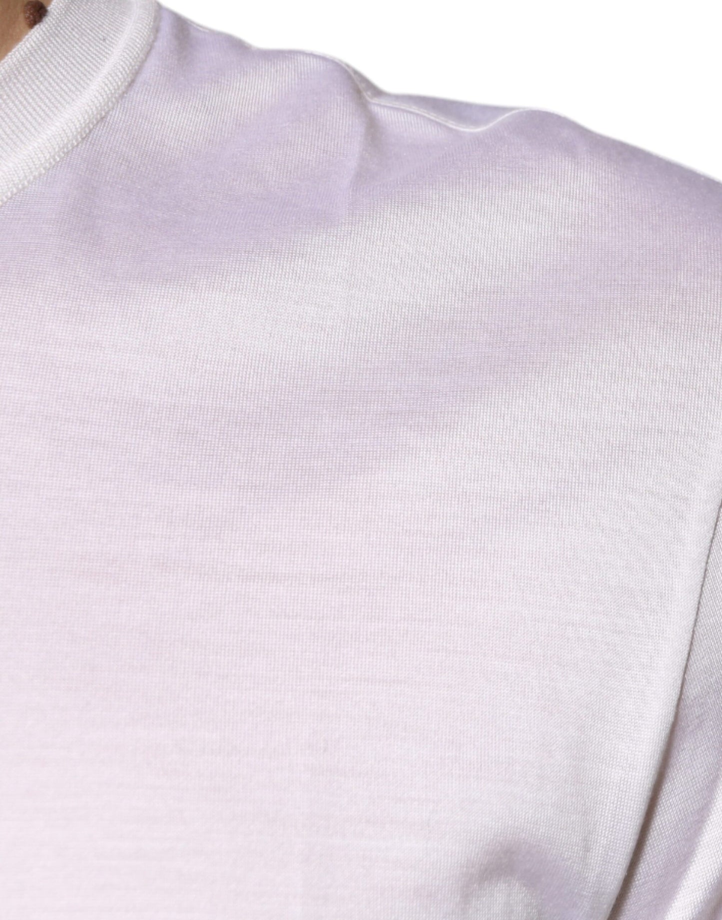 White Silk Crew Neck Men Pullover Sweater-Dolce & Gabbana-LabelTerrace.com