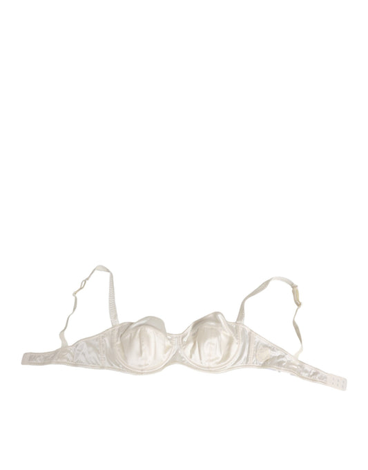 White Silk Satin Balconnet Lingerie Bra Underwear-Dolce & Gabbana-LabelTerrace.com