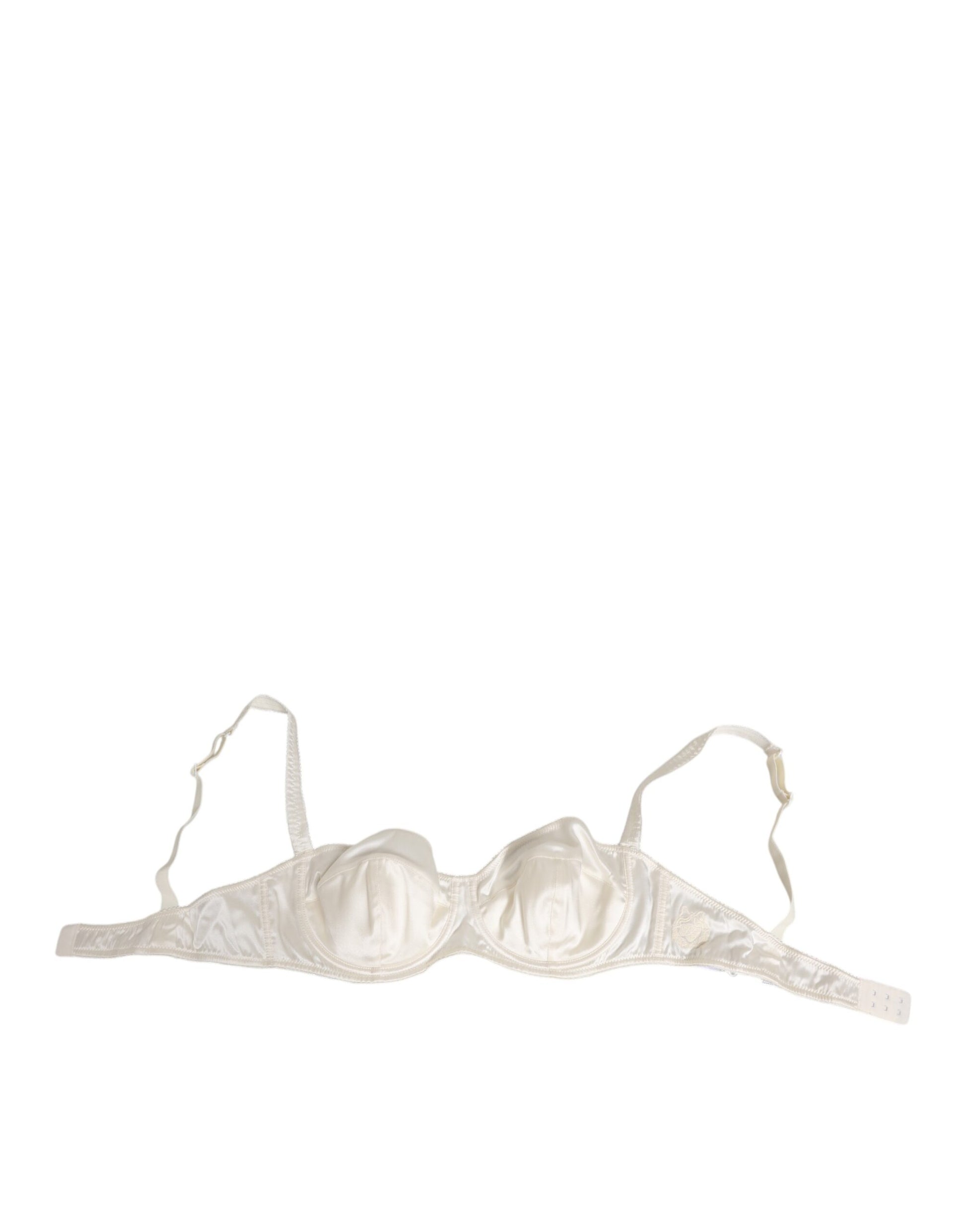 White Silk Satin Balconnet Lingerie Bra Underwear-Dolce & Gabbana-LabelTerrace.com