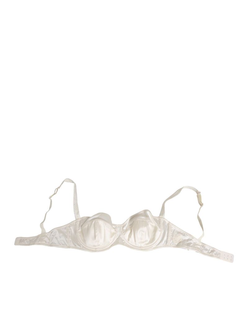 White Silk Satin Balconnet Lingerie Bra Underwear-Dolce & Gabbana-LabelTerrace.com