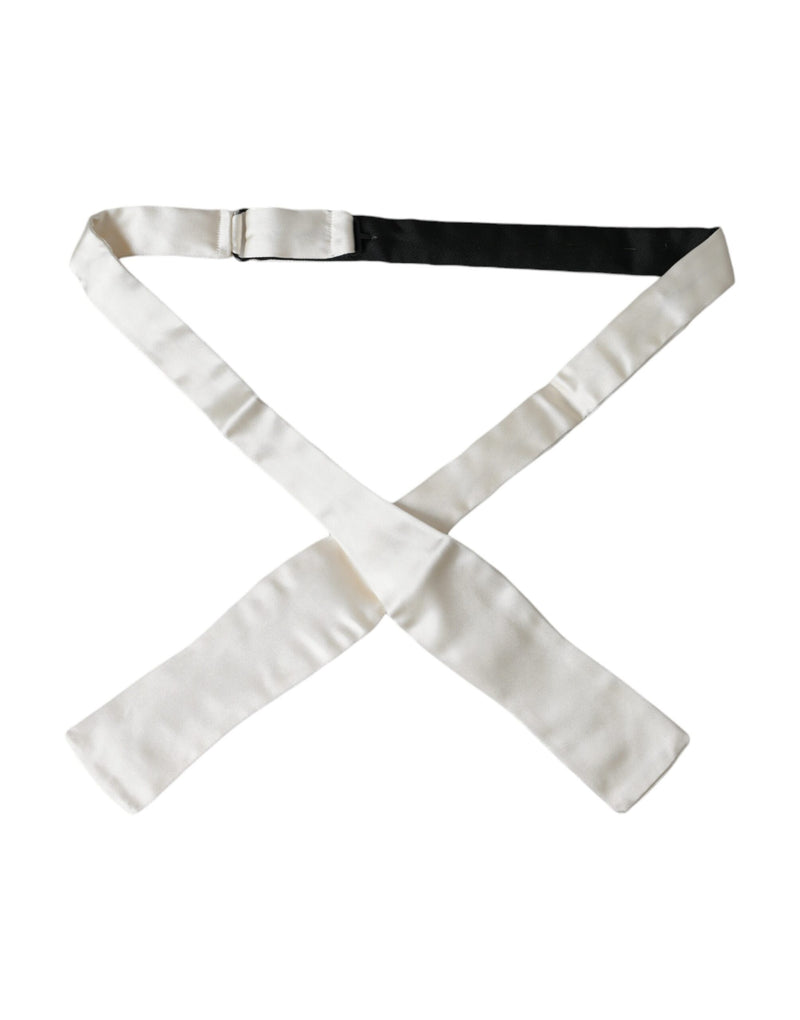 White Silk Slim Skinny Necktie Men Bow Tie-Dolce & Gabbana-LabelTerrace.com