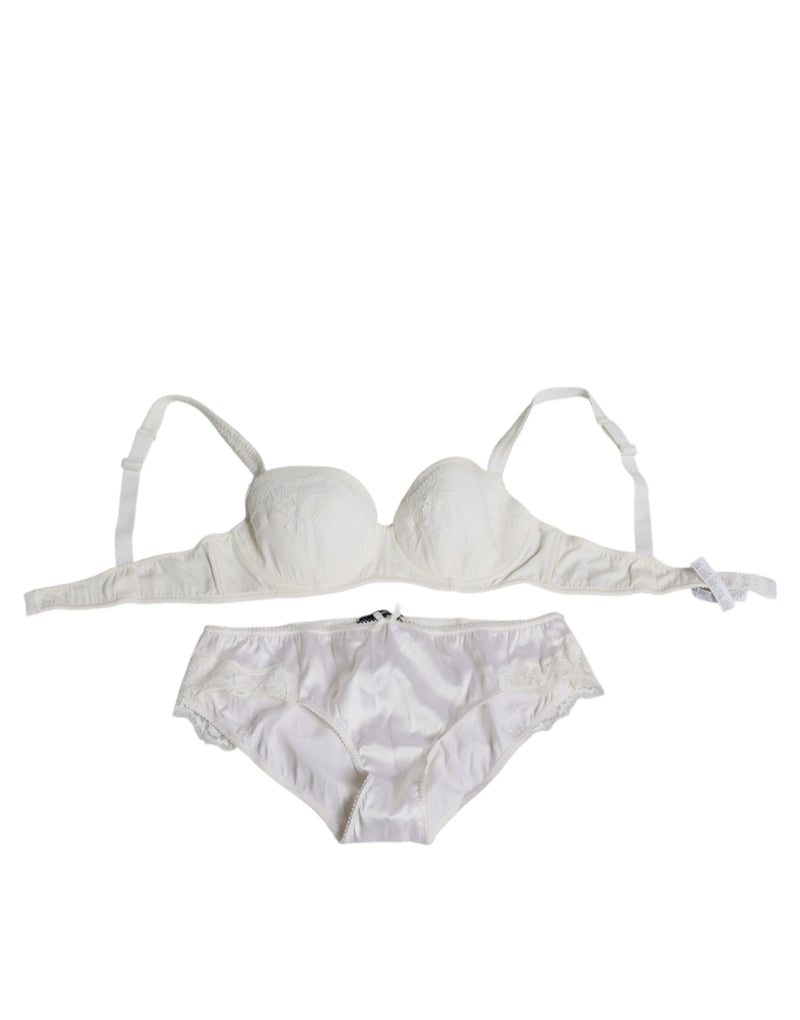 White Silk Stretch Panty Balconette Bra Underwear-Dolce & Gabbana-LabelTerrace.com