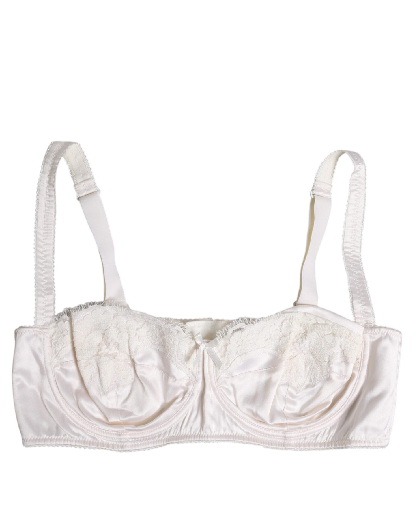 White Silk Underwired Balconette Bra Underwear-Dolce & Gabbana-LabelTerrace.com