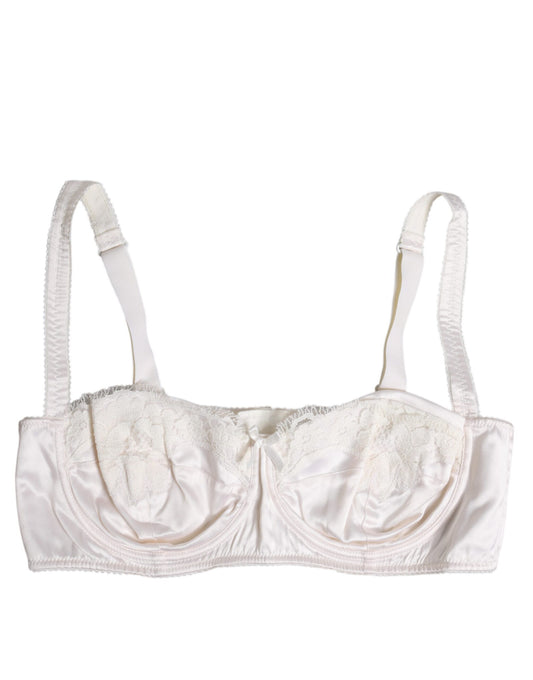 White Silk Underwired Balconette Bra Underwear-Dolce & Gabbana-LabelTerrace.com