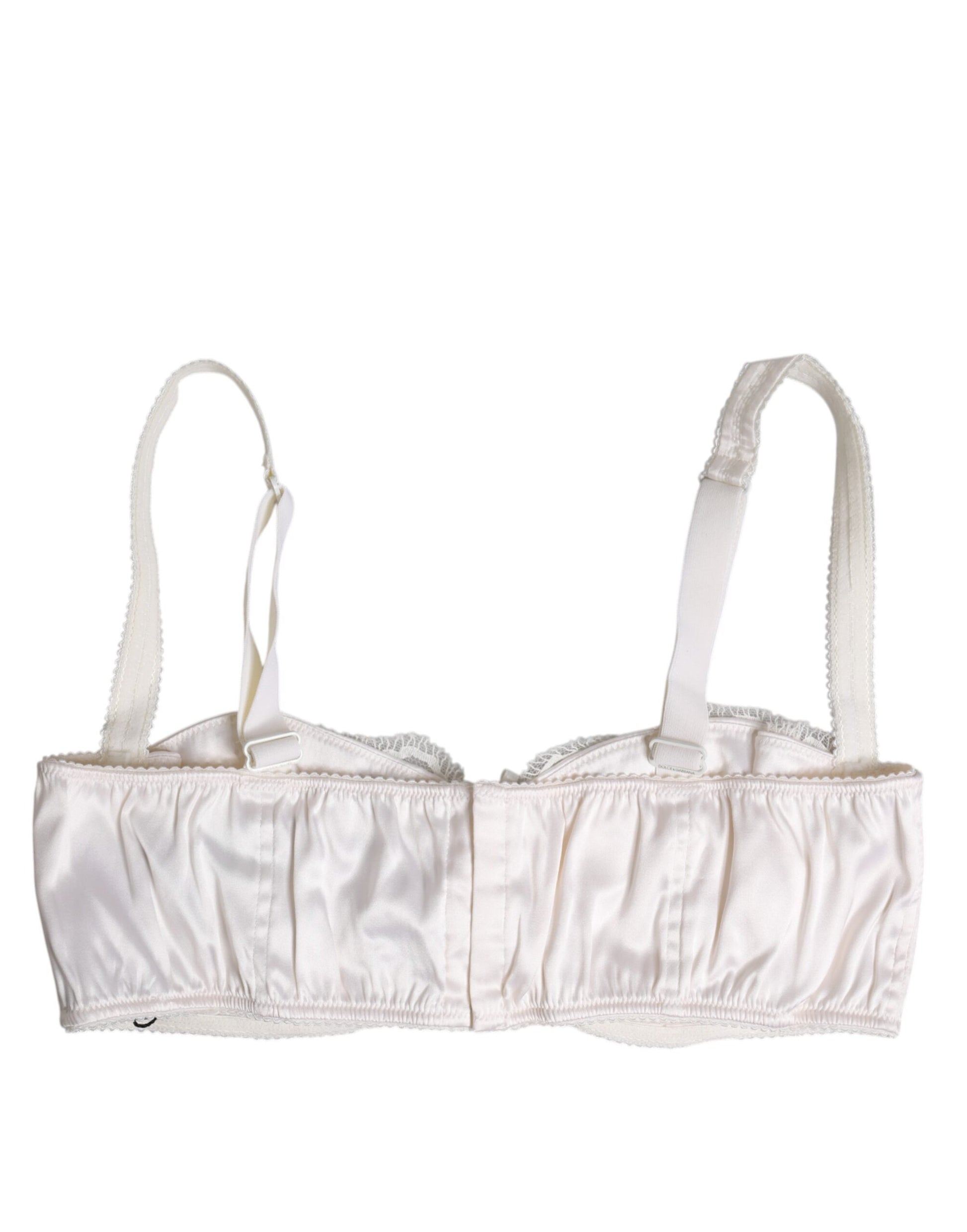 White Silk Underwired Balconette Bra Underwear-Dolce & Gabbana-LabelTerrace.com