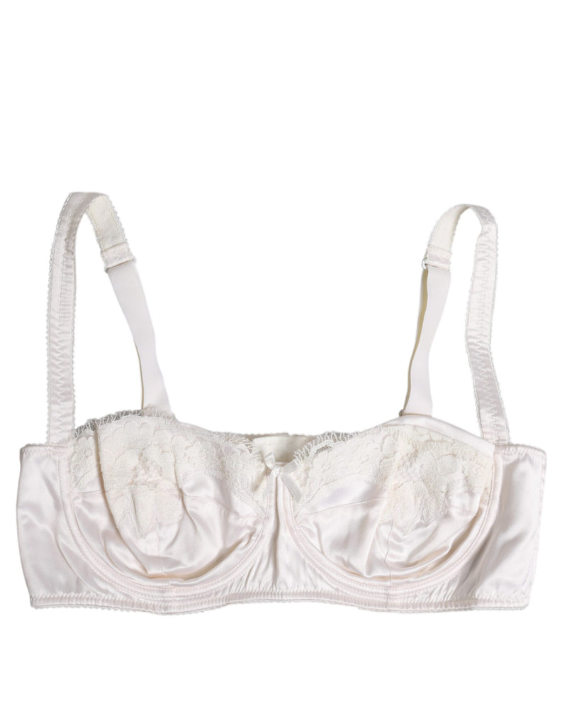 White Silk Underwired Balconette Bra Underwear-Dolce & Gabbana-LabelTerrace.com