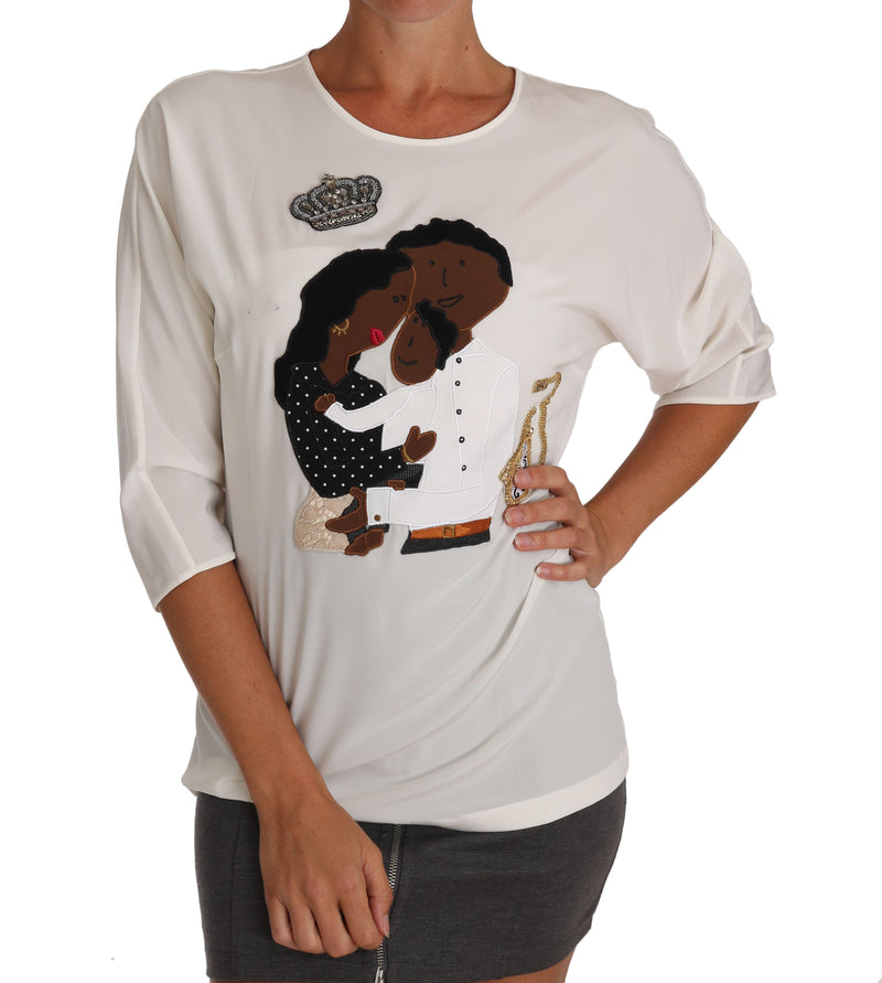 White Silk #dgfamily Crystal T-shirt-Dolce & Gabbana-LabelTerrace.com