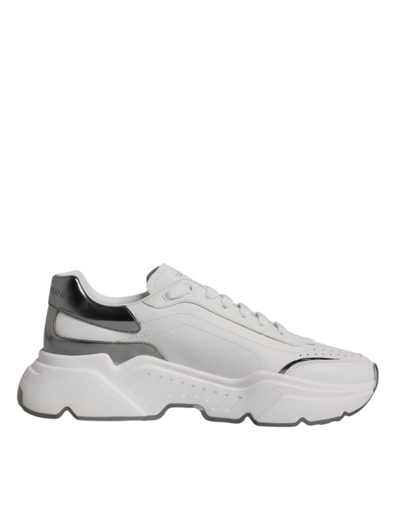 White Silver DAYMASTER Leather Sneakers Shoes-Dolce & Gabbana-LabelTerrace.com