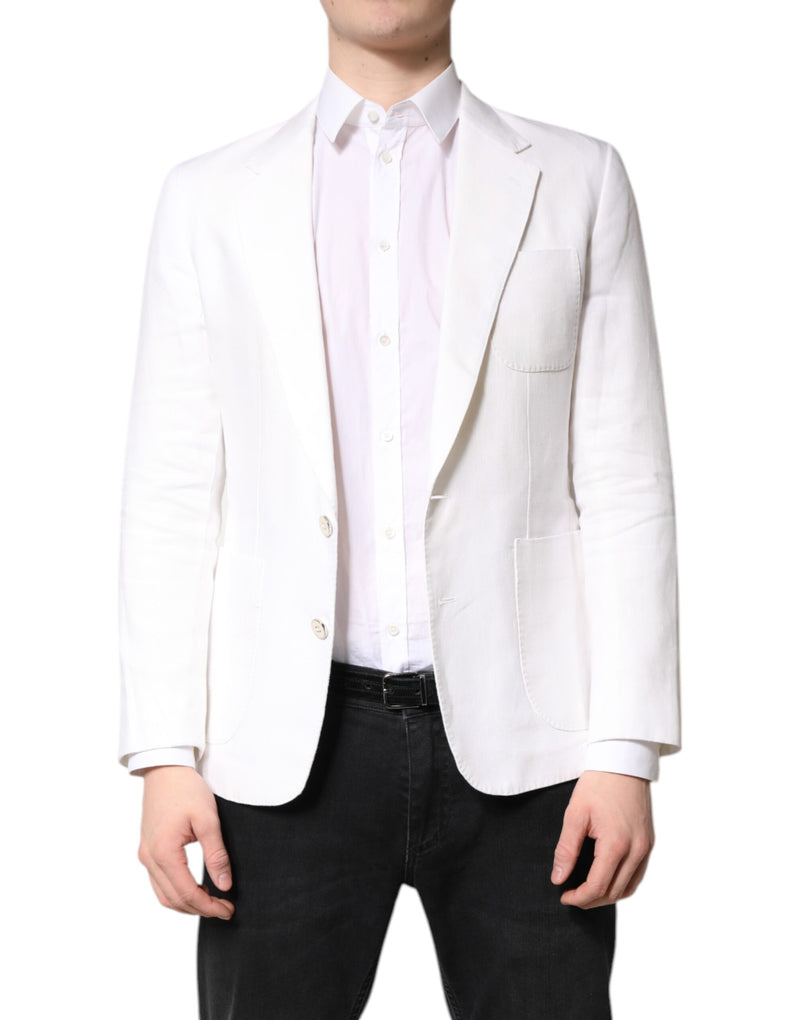 White Single Breasted Men Coat Blazer Suit-Dolce & Gabbana-LabelTerrace.com