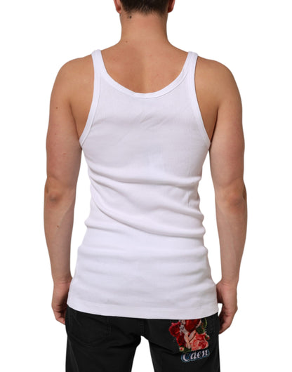 White Sleeveless Round Neck Tank Top T-shirt