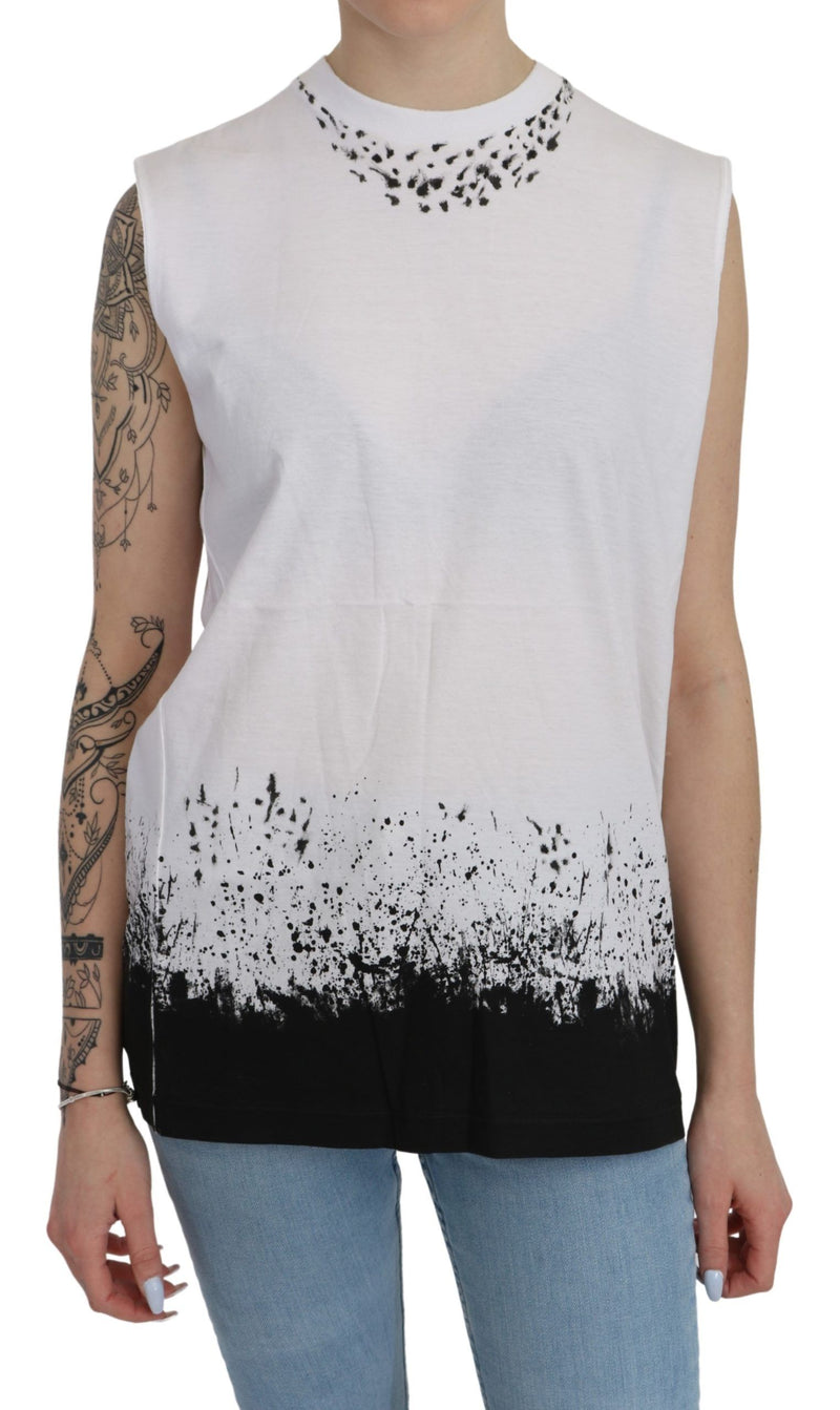 White Sleeveless T-shirt Tank Cotton Top-Dsquared²-LabelTerrace.com
