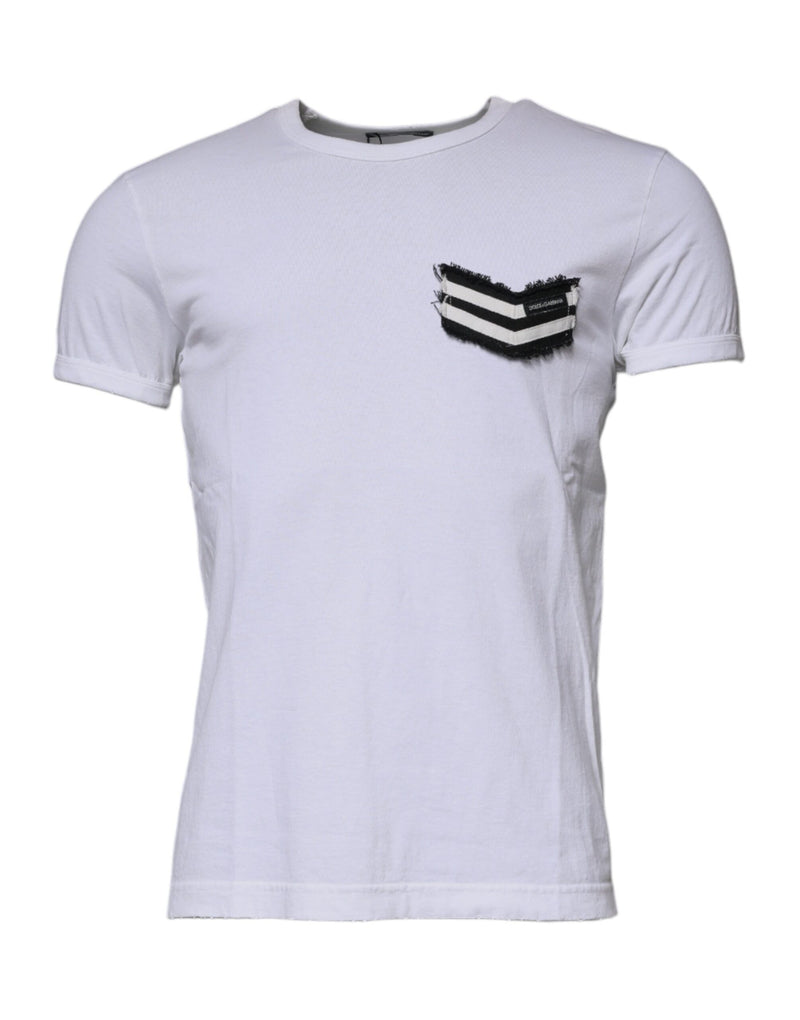 White Stripes Crew Neck Short Sleeves T-shirt-Dolce & Gabbana-LabelTerrace.com