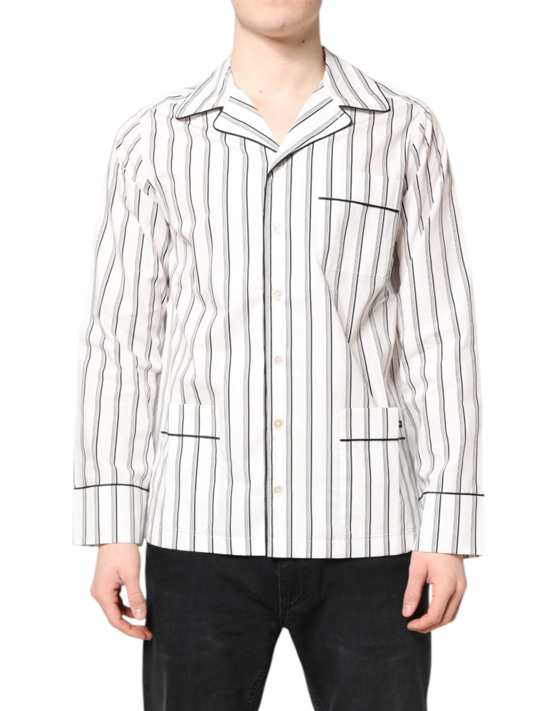 White Stripes Lounge Pajama Sleepwear Shirt-Dolce & Gabbana-LabelTerrace.com