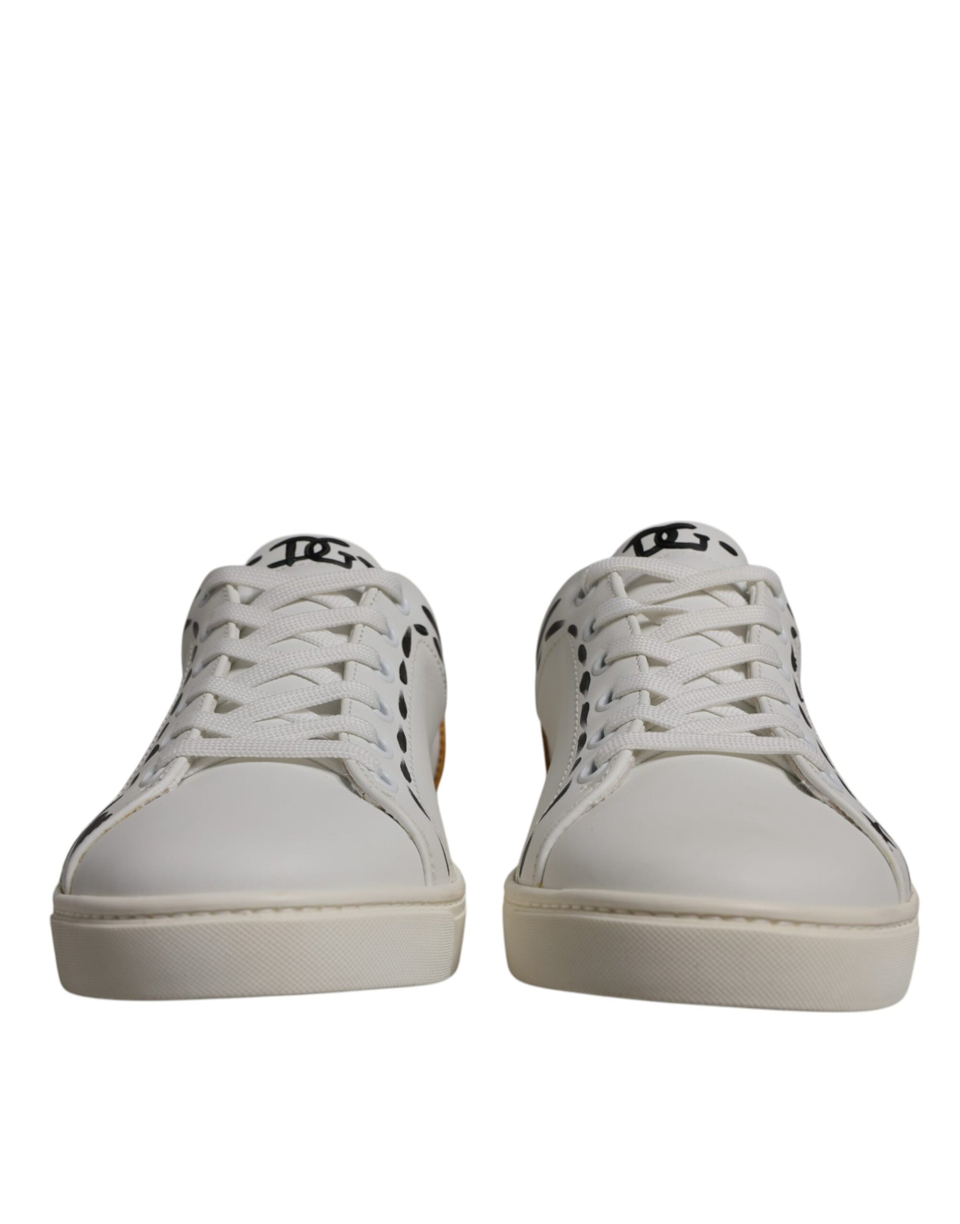 White Suede Leather Low Top Sneakers Shoes-Dolce & Gabbana-LabelTerrace.com