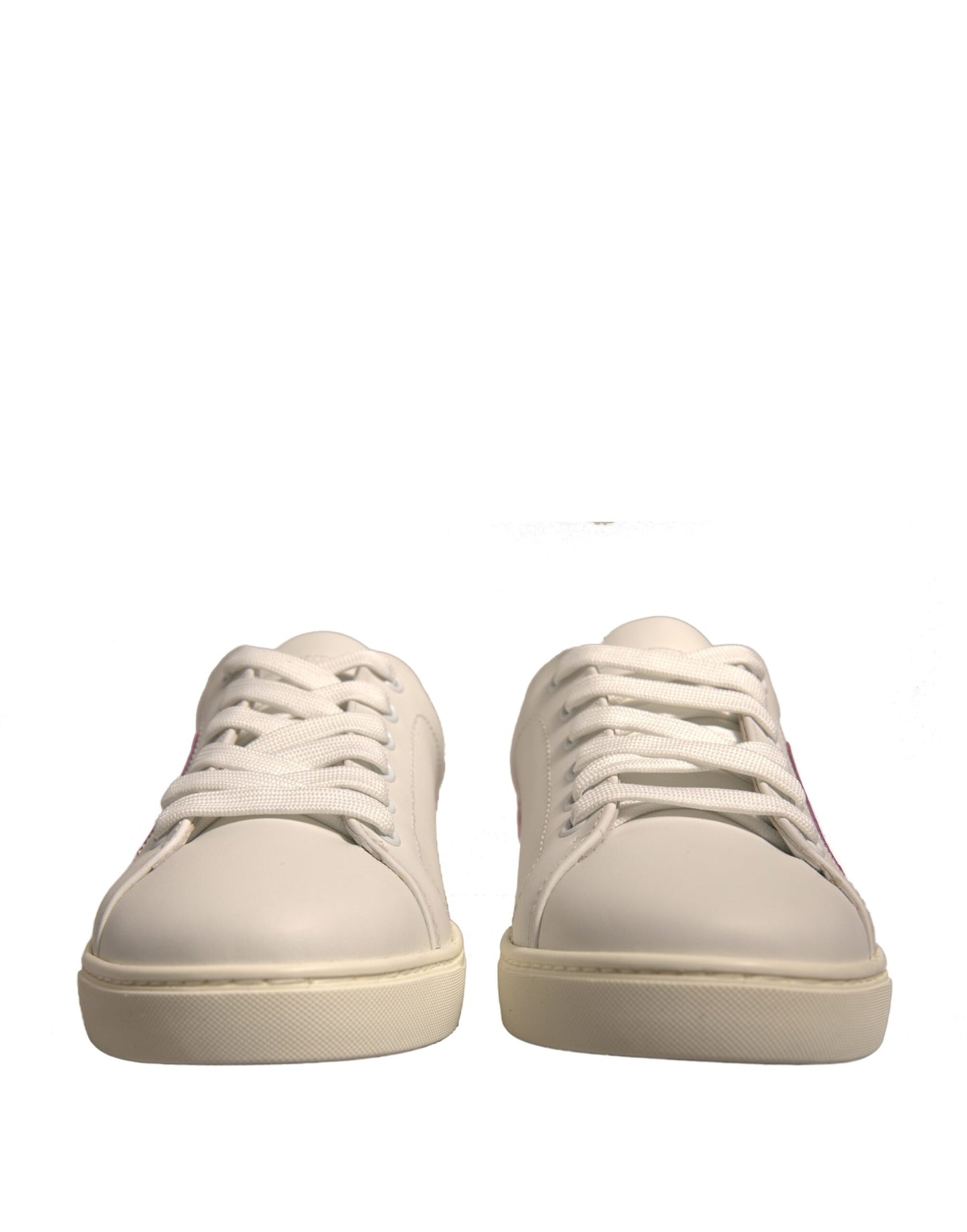 White Suede Leather Low Top Sneakers Shoes-Dolce & Gabbana-LabelTerrace.com