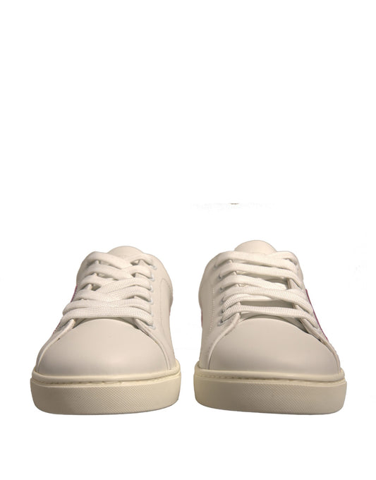 White Suede Leather Low Top Sneakers Shoes-Dolce & Gabbana-LabelTerrace.com