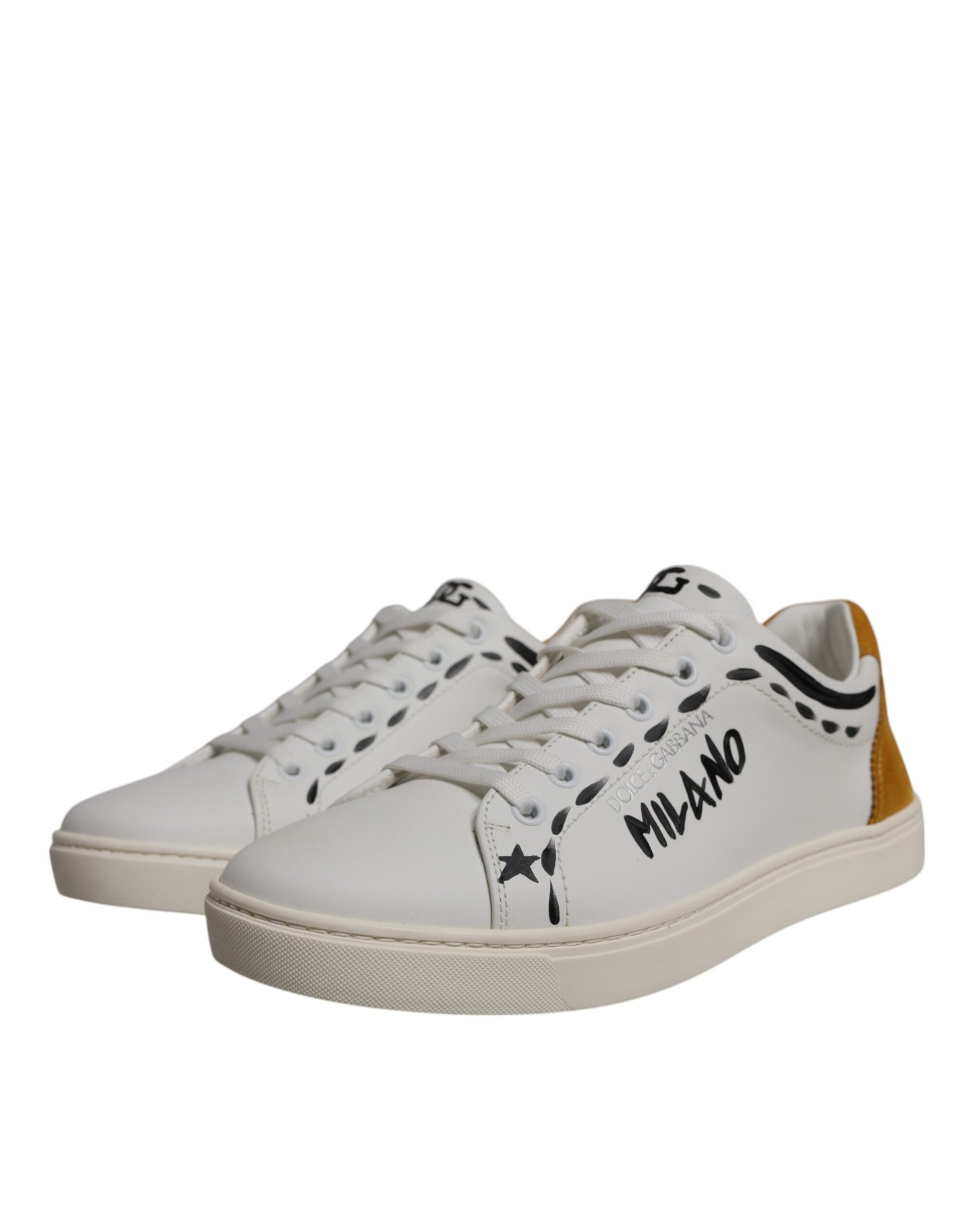 White Suede Leather Low Top Sneakers Shoes-Dolce & Gabbana-LabelTerrace.com