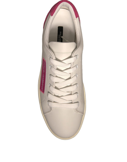 White Suede Leather Low Top Sneakers Shoes-Dolce & Gabbana-LabelTerrace.com