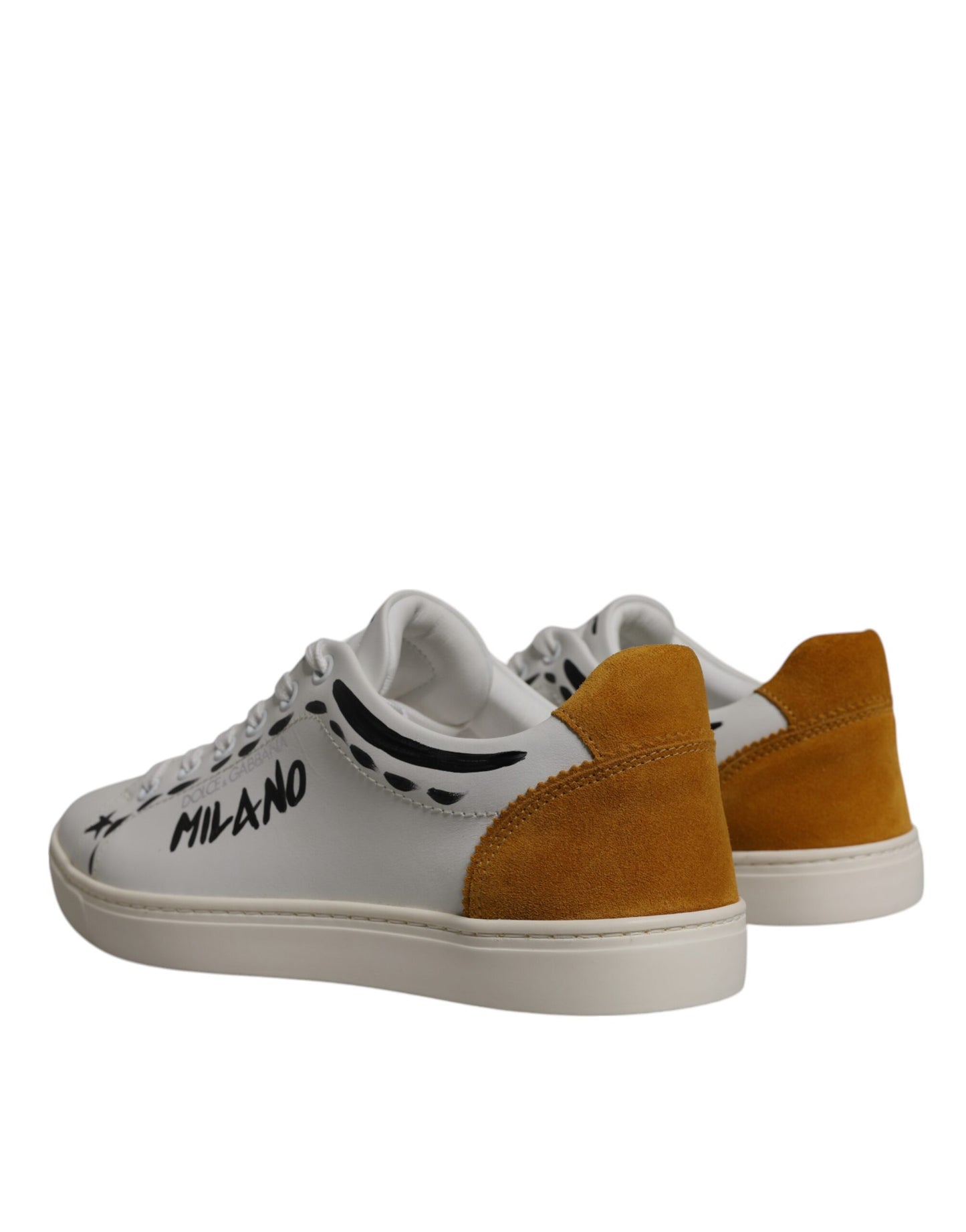 White Suede Leather Low Top Sneakers Shoes-Dolce & Gabbana-LabelTerrace.com