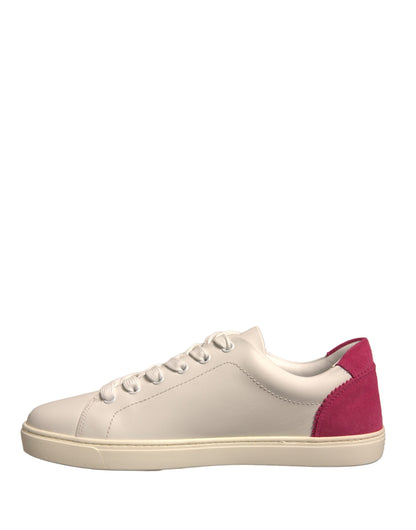 White Suede Leather Low Top Sneakers Shoes-Dolce & Gabbana-LabelTerrace.com