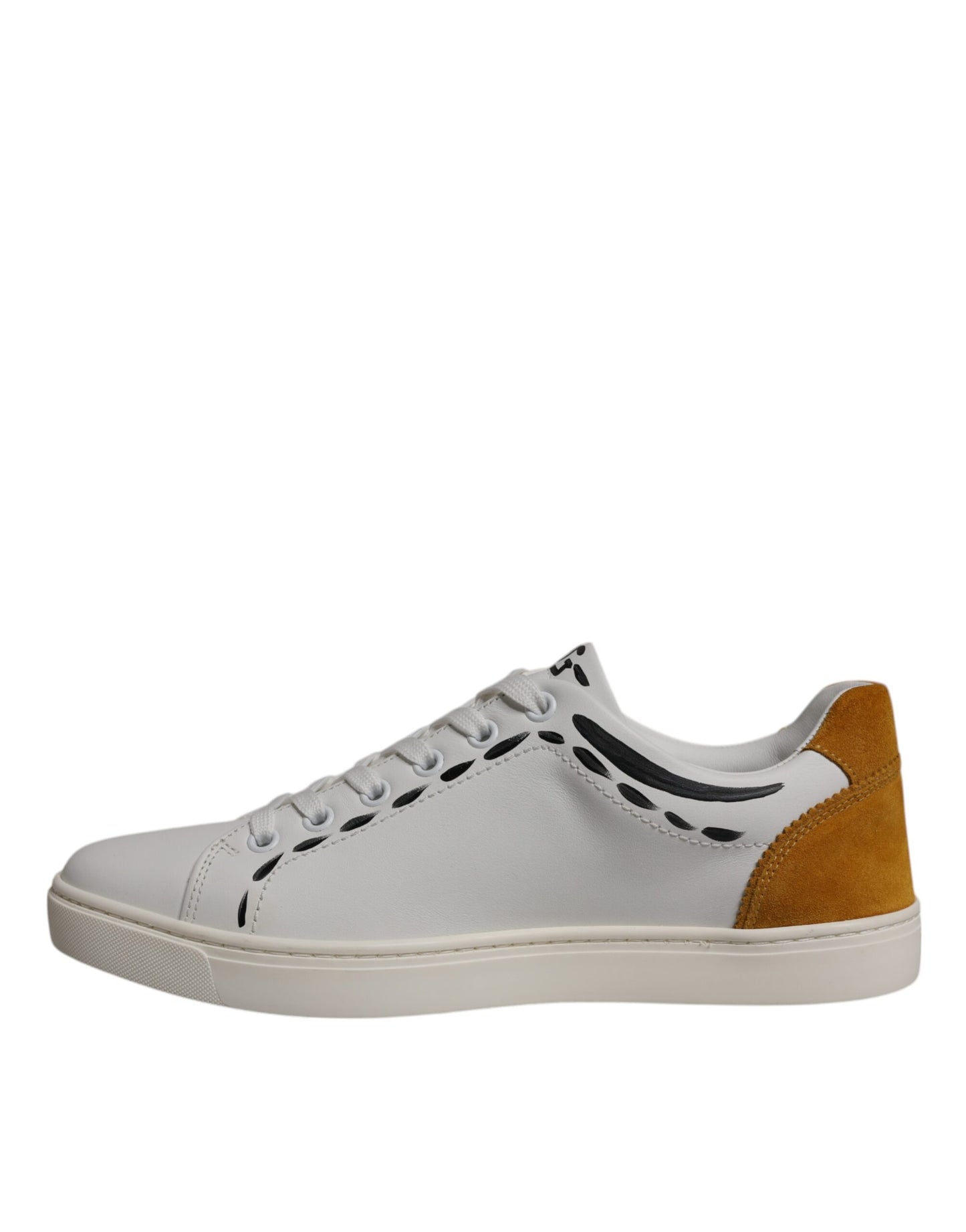 White Suede Leather Low Top Sneakers Shoes-Dolce & Gabbana-LabelTerrace.com