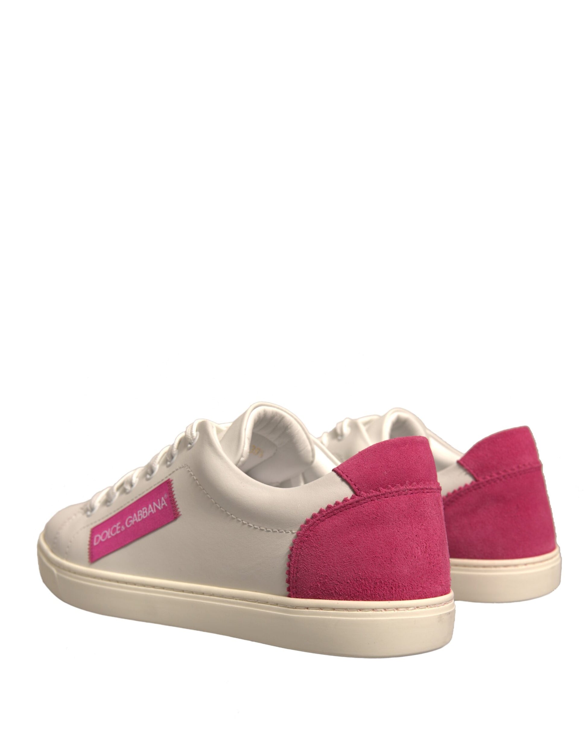 White Suede Leather Low Top Sneakers Shoes-Dolce & Gabbana-LabelTerrace.com