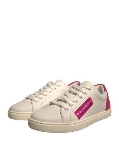 White Suede Leather Low Top Sneakers Shoes-Dolce & Gabbana-LabelTerrace.com